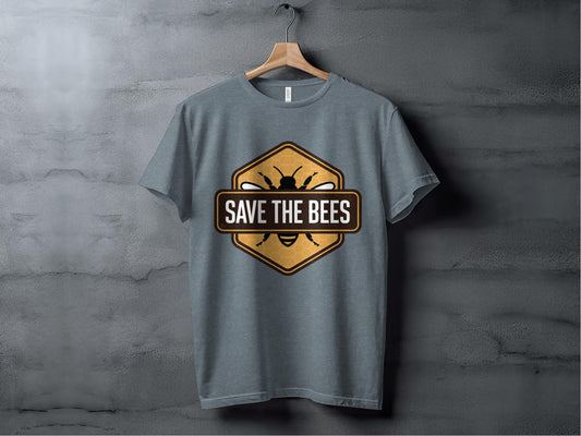 Save the Bees Badge Tee XS / Heather Slate