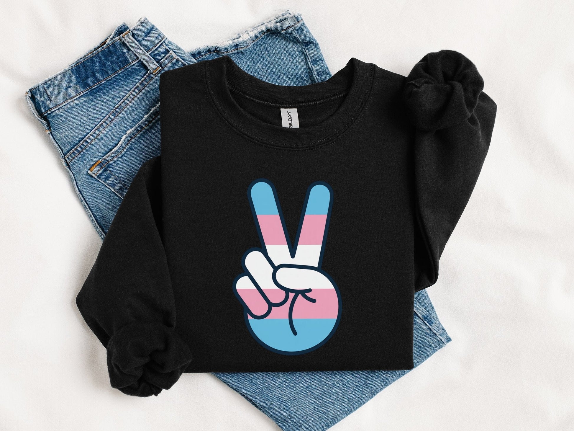 Transgender Pride Peace Sign Sweatshirt