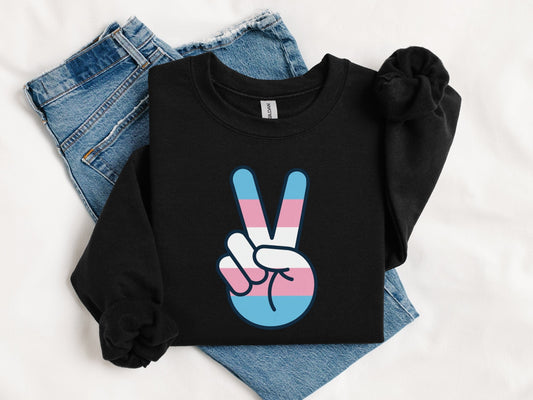 Transgender Pride Peace Sign Sweatshirt