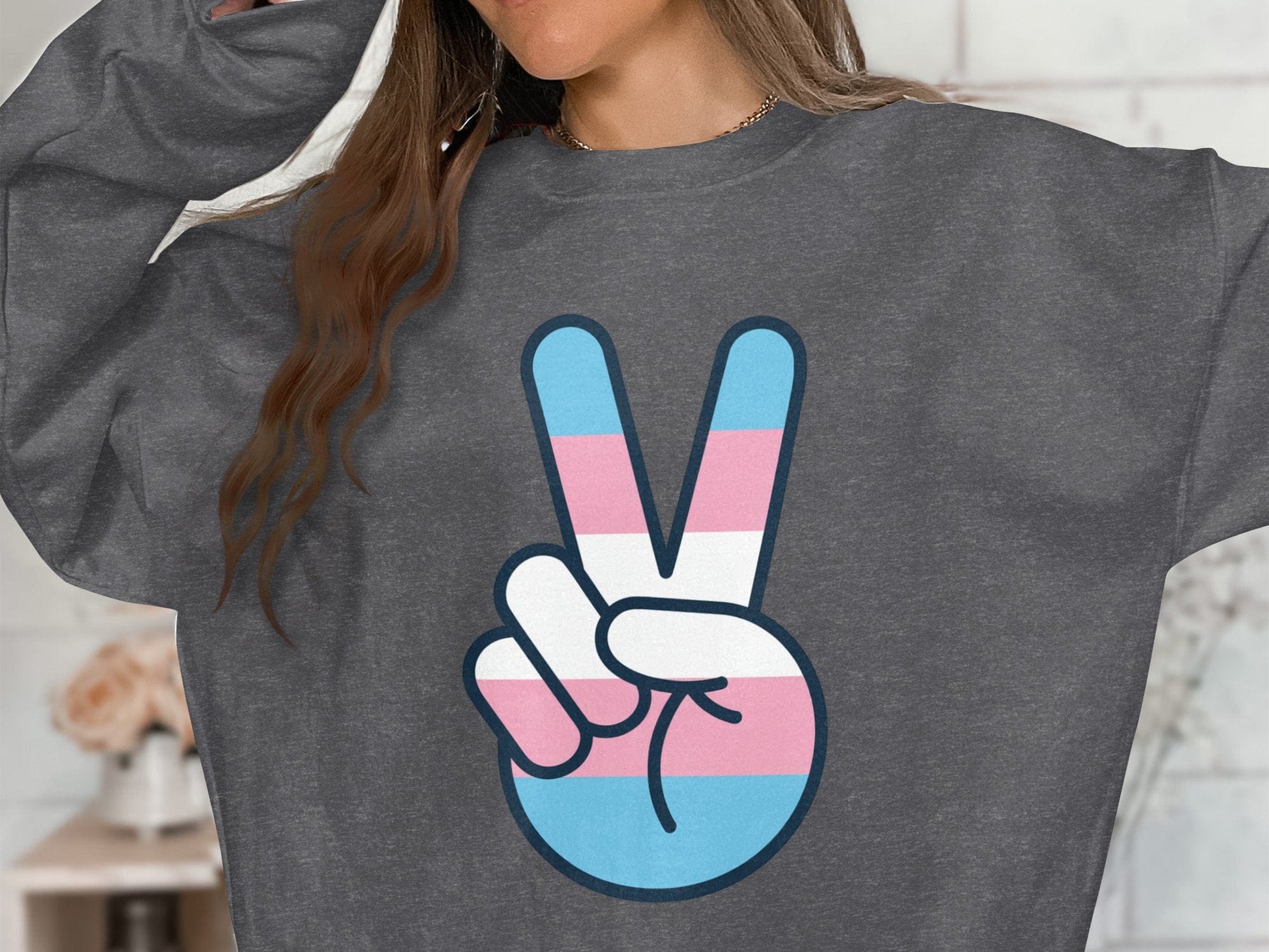 Transgender Pride Peace Sign Sweatshirt