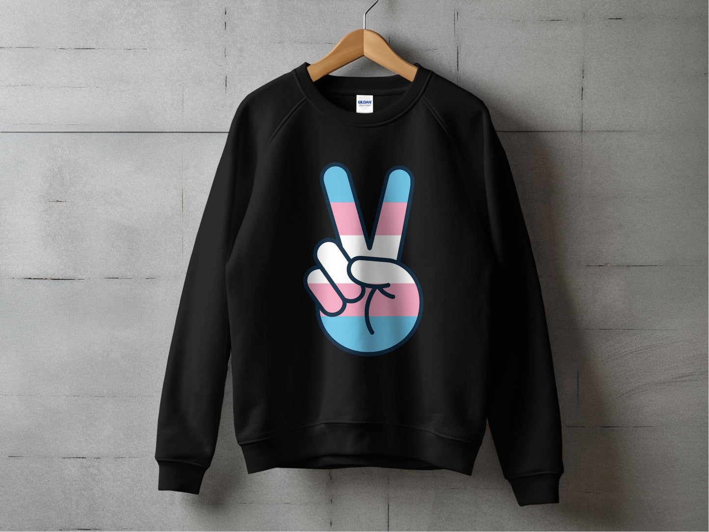 Transgender Pride Peace Sign Sweatshirt S / Black