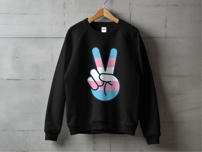 Transgender Pride Peace Sign Sweatshirt S / Black