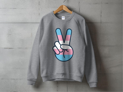 Transgender Pride Peace Sign Sweatshirt S / Graphite Heather