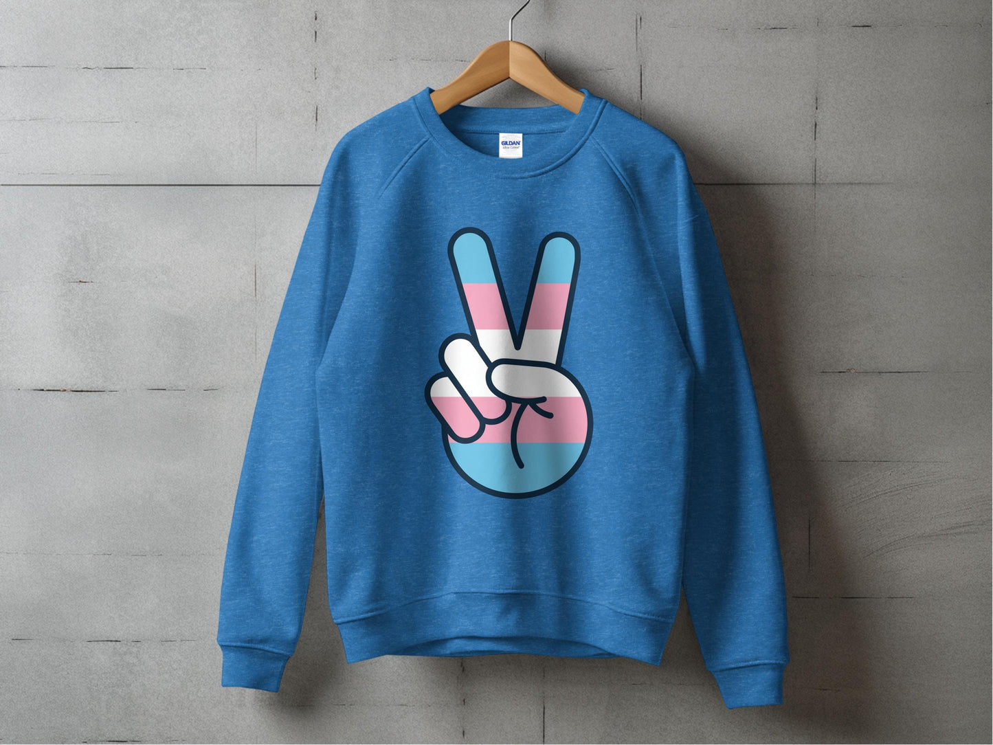 Transgender Pride Peace Sign Sweatshirt S / Heather Deep Royal