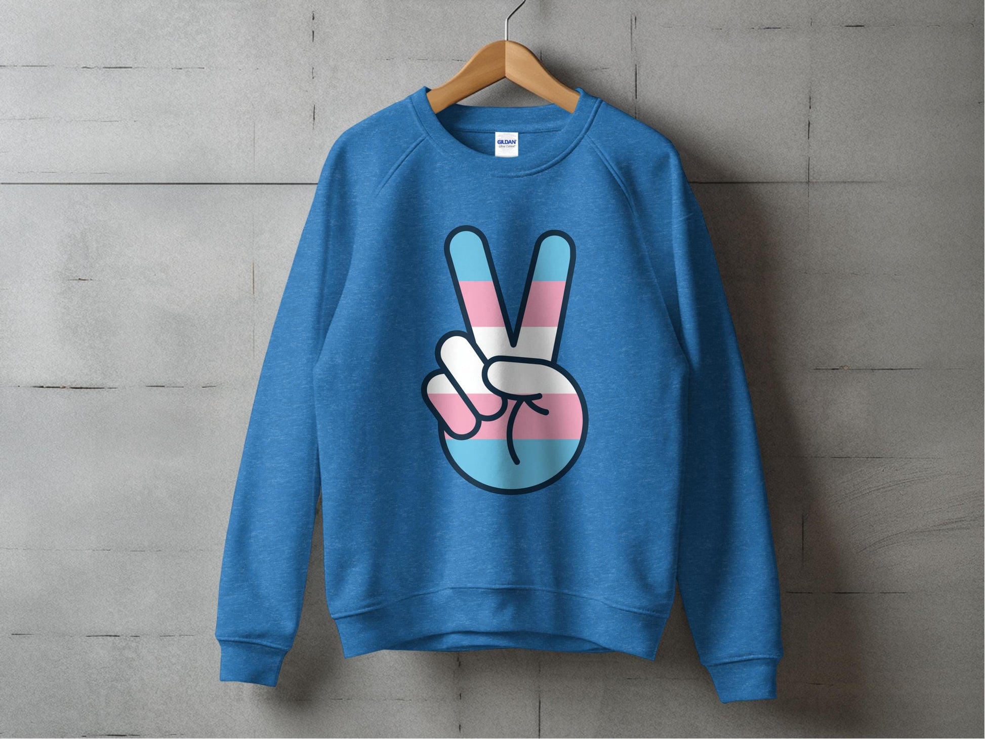 Transgender Pride Peace Sign Sweatshirt S / Heather Deep Royal