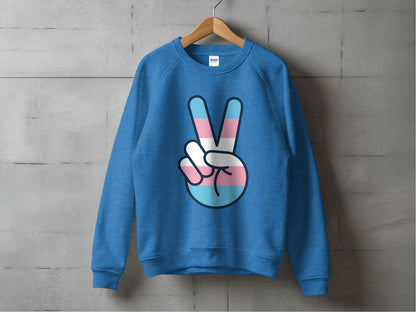 Transgender Pride Peace Sign Sweatshirt S / Heather Deep Royal