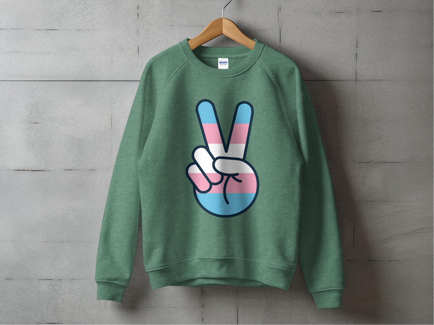 Transgender Pride Peace Sign Sweatshirt S / Heather Sport Dark Green