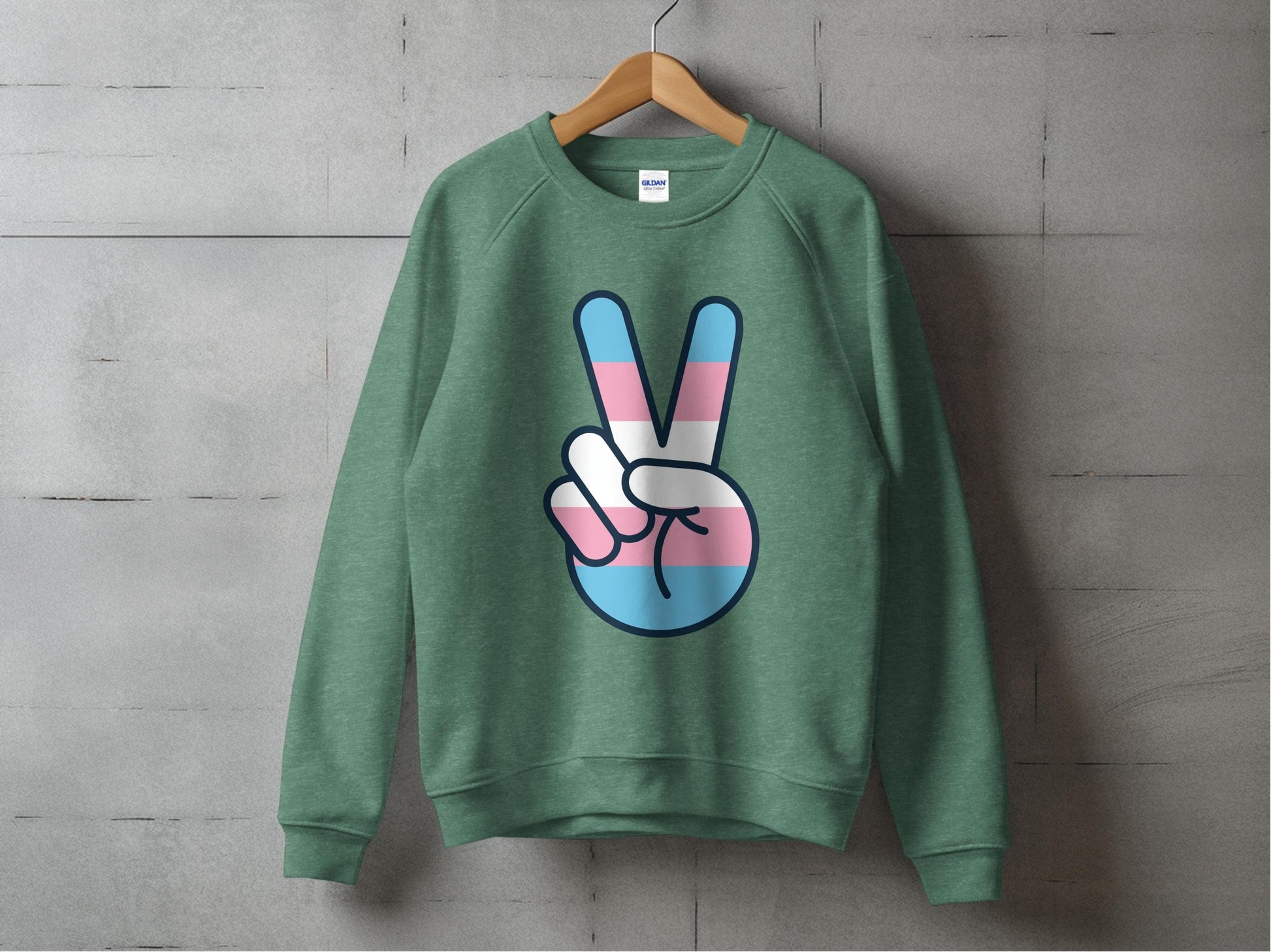 Transgender Pride Peace Sign Sweatshirt S / Heather Sport Dark Green