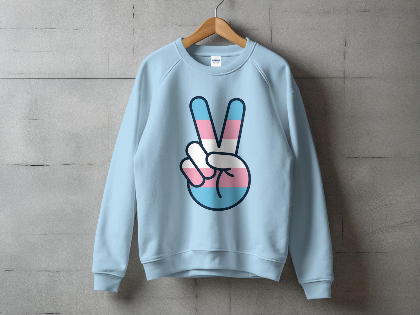 Transgender Pride Peace Sign Sweatshirt S / Light Blue
