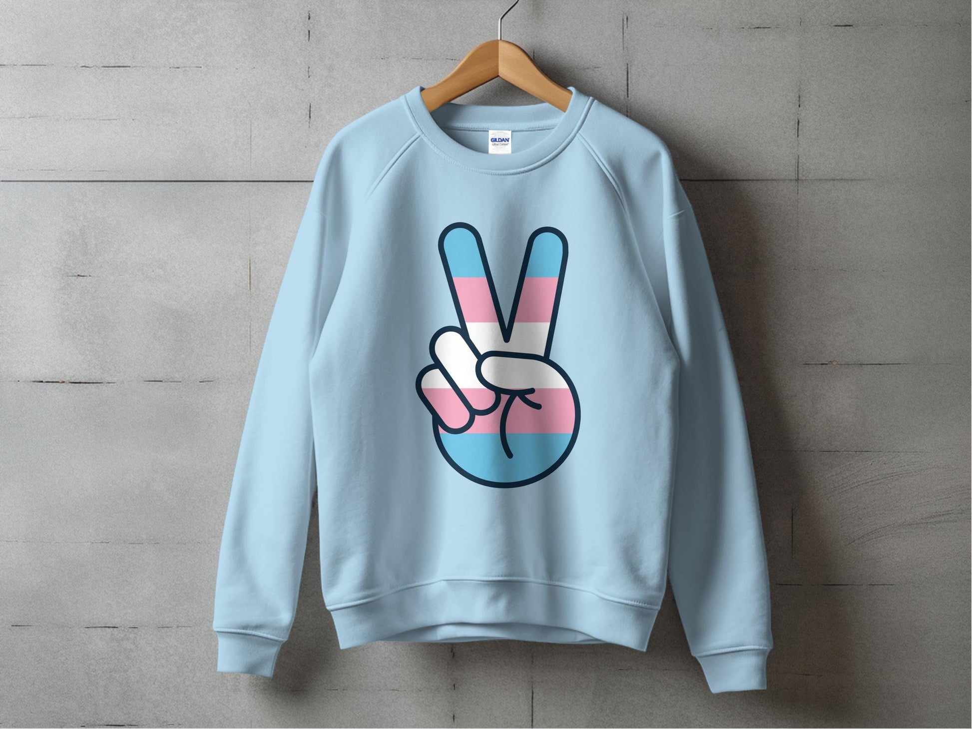 Transgender Pride Peace Sign Sweatshirt S / Light Blue