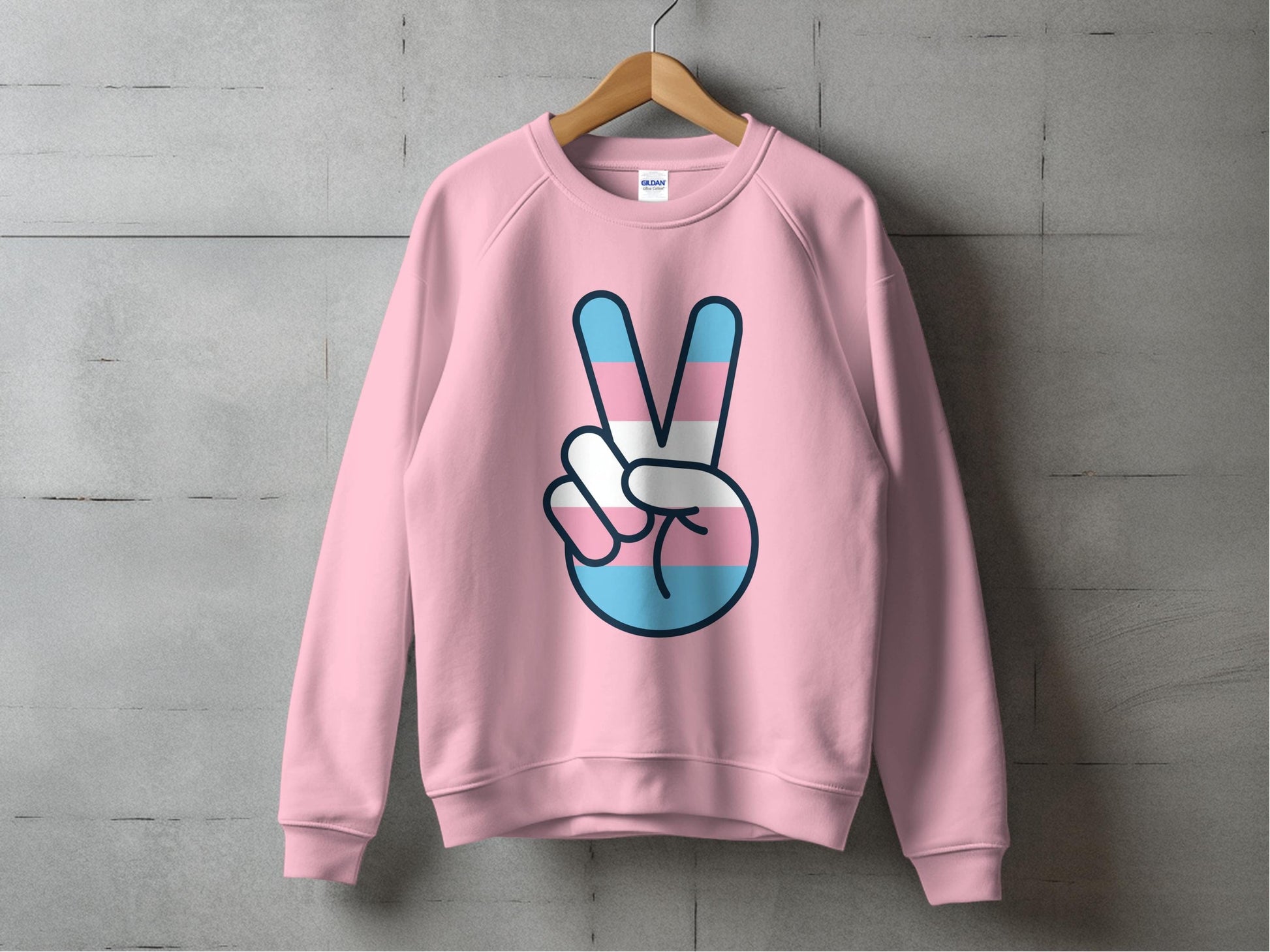 Transgender Pride Peace Sign Sweatshirt S / Light Pink
