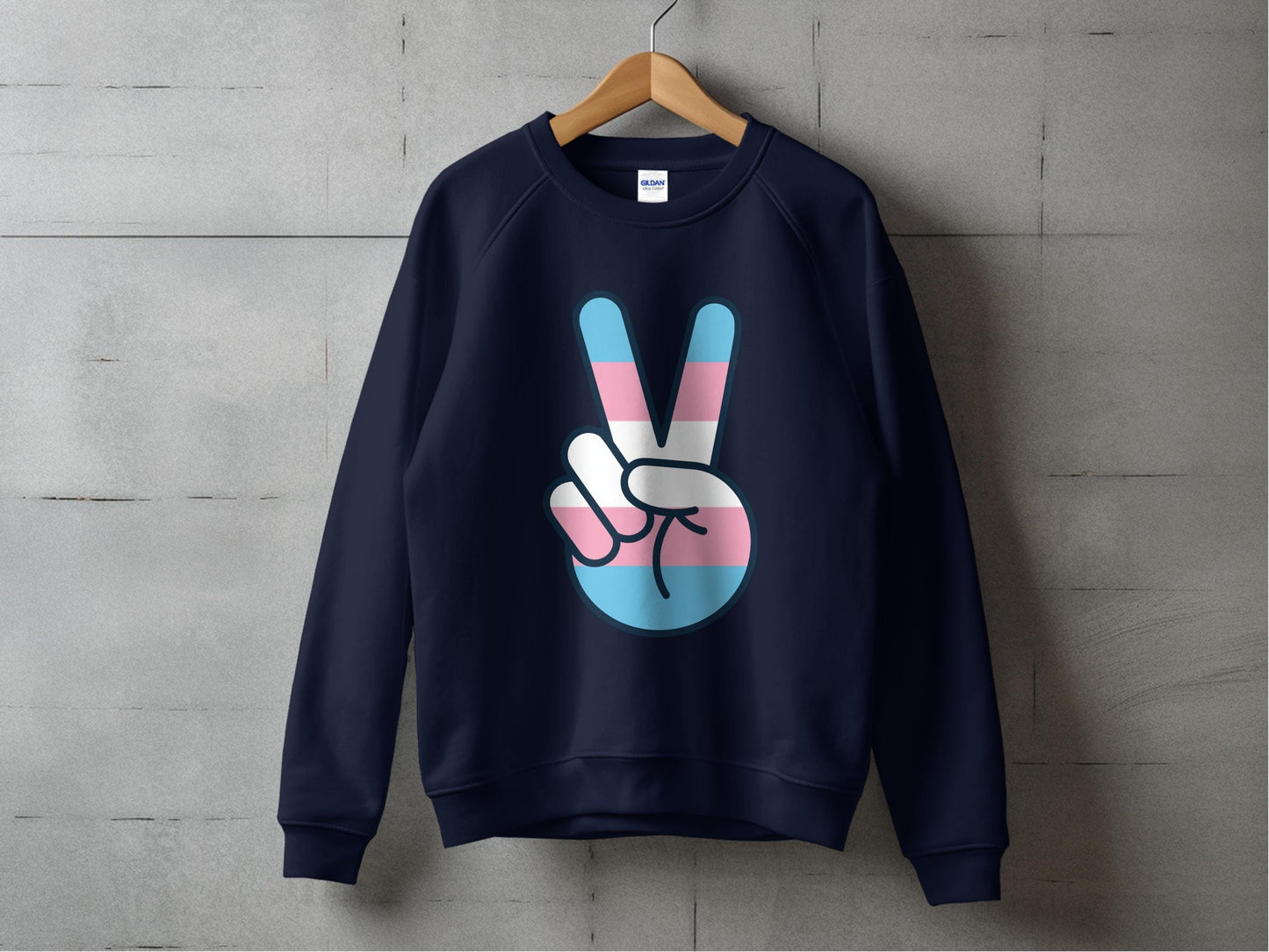 Transgender Pride Peace Sign Sweatshirt S / Navy