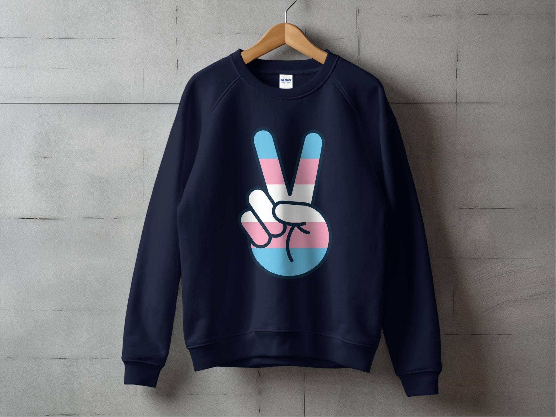 Transgender Pride Peace Sign Sweatshirt S / Navy