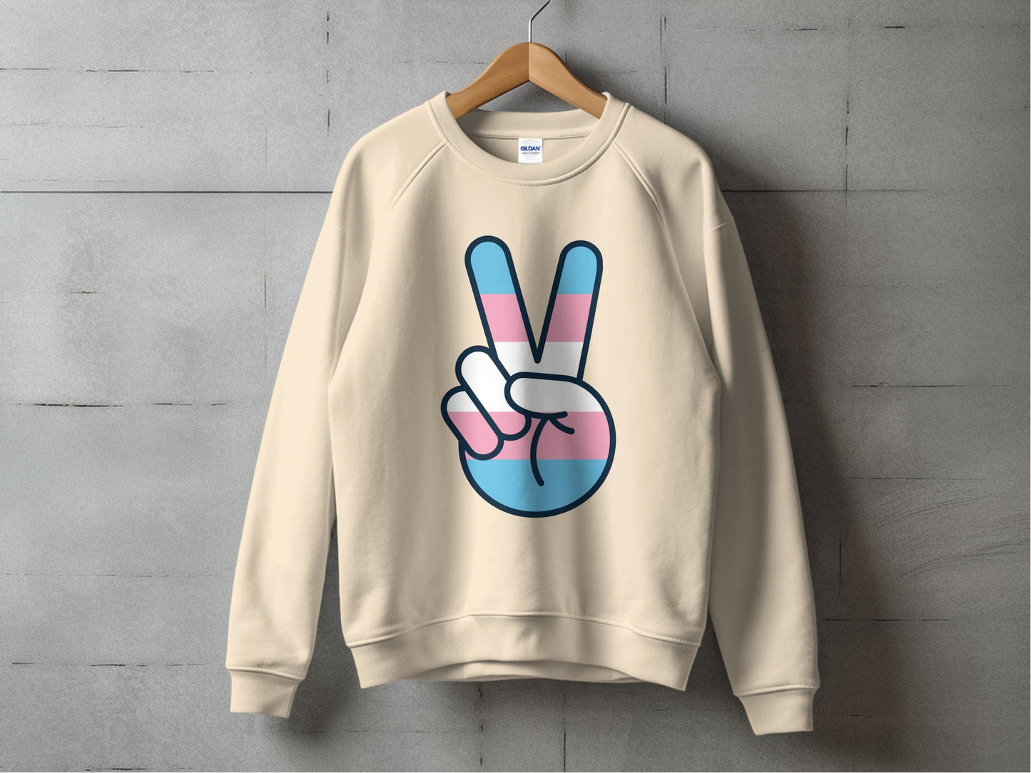 Transgender Pride Peace Sign Sweatshirt S / Sand