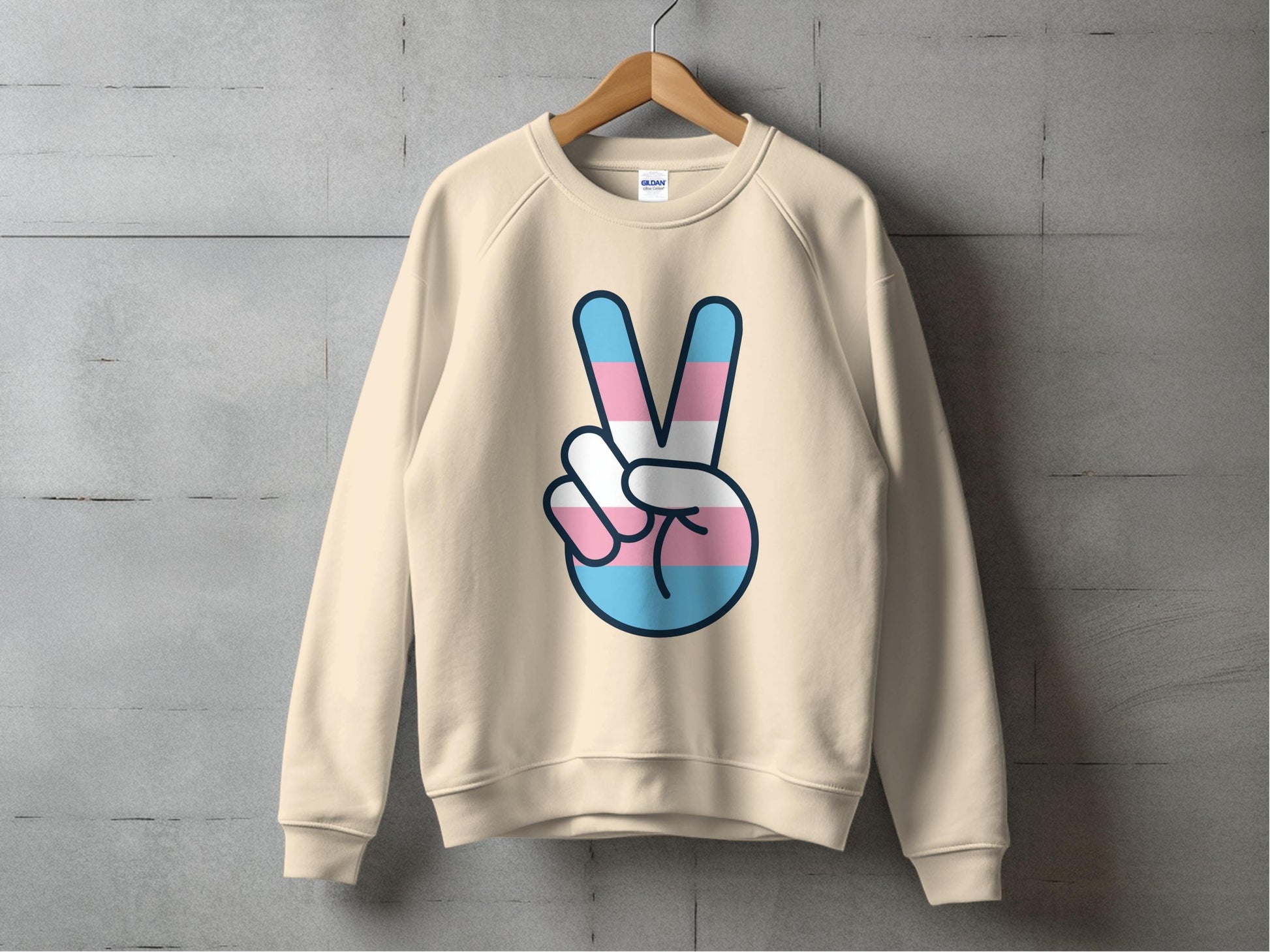 Transgender Pride Peace Sign Sweatshirt S / Sand