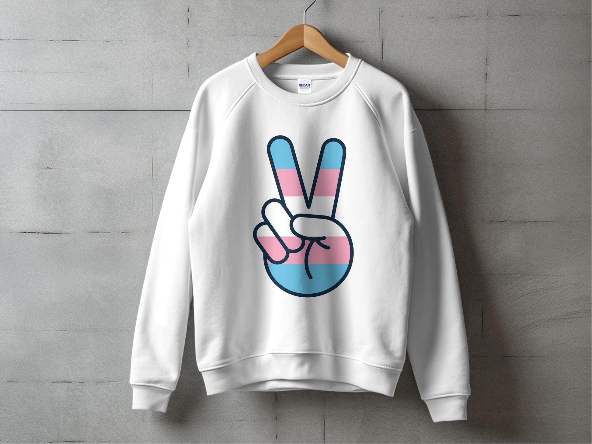 Transgender Pride Peace Sign Sweatshirt S / White