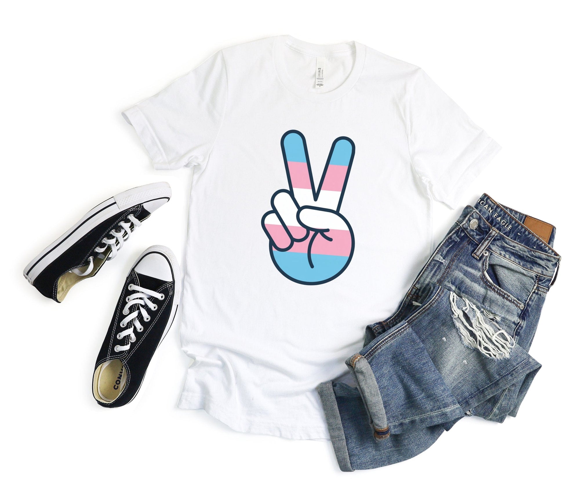 Transgender Peace Sign Tee XS / White
