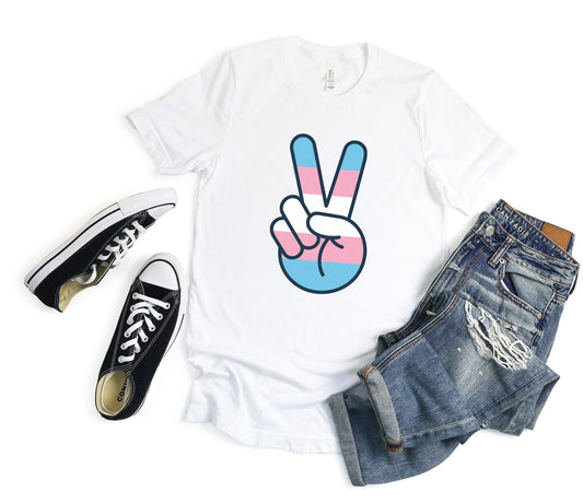Transgender Peace Sign Tee XS / White
