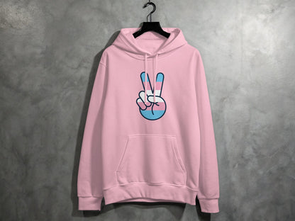 Transgender Peace Sign Hoodie S / Light Pink