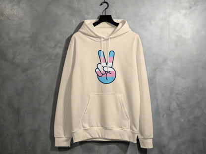Transgender Peace Sign Hoodie S / Sand