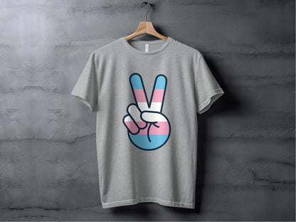 Transgender Pride Peace Sign Gesture Graphic Design T-Shirt Sweatshirt Hoodie XS / Athletic Heather
