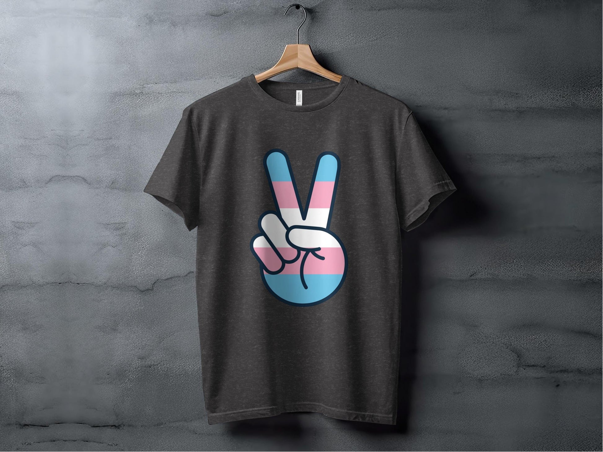 Transgender Pride Peace Sign Gesture Graphic Design T-Shirt Sweatshirt Hoodie XS / Dark Grey Heather