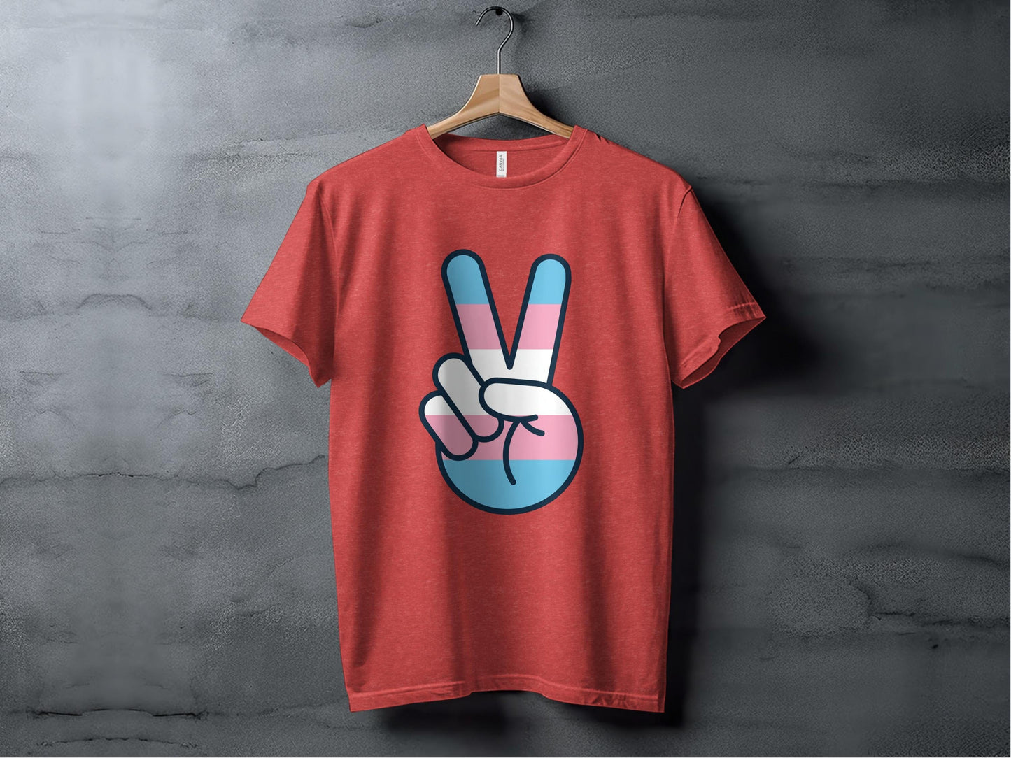 Transgender Pride Peace Sign Gesture Graphic Design T-Shirt Sweatshirt Hoodie XS / Heather Red