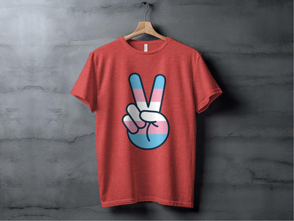 Transgender Pride Peace Sign Gesture Graphic Design T-Shirt Sweatshirt Hoodie XS / Heather Red