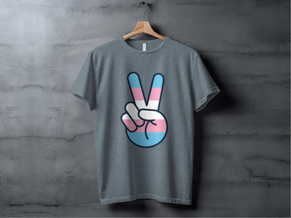 Transgender Pride Peace Sign Gesture Graphic Design T-Shirt Sweatshirt Hoodie XS / Heather Slate