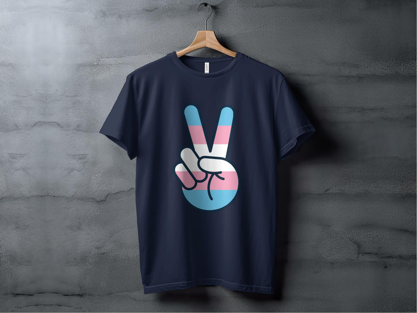 Transgender Pride Peace Sign Gesture Graphic Design T-Shirt Sweatshirt Hoodie XS / Navy