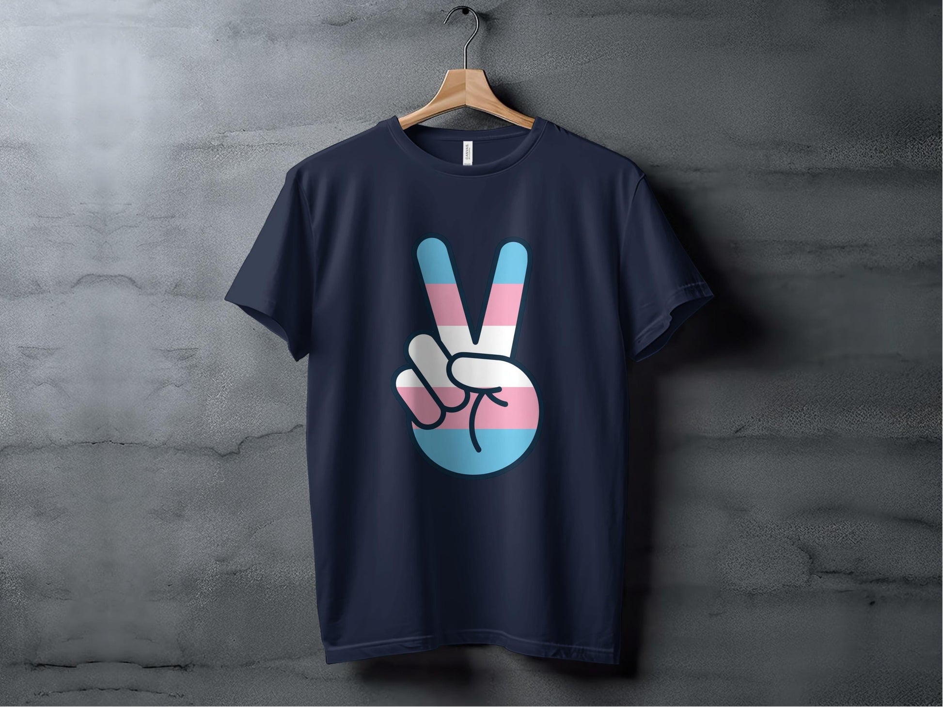Transgender Pride Peace Sign Gesture Graphic Design T-Shirt Sweatshirt Hoodie XS / Navy