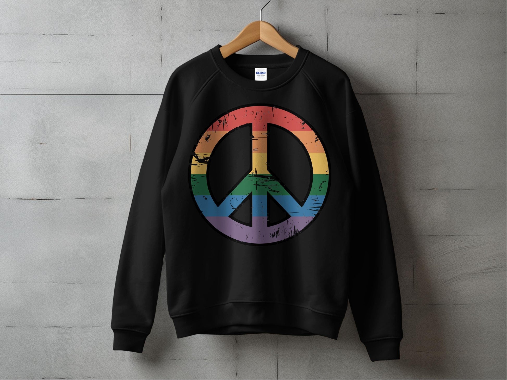 Vintage Rainbow Peace Symbol – Retro Inclusivity Design S / Black