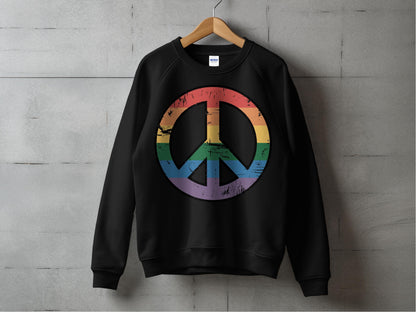 Vintage Rainbow Peace Symbol – Retro Inclusivity Design S / Black