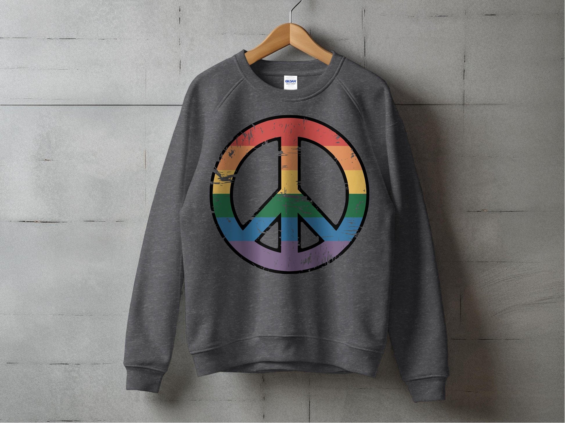 Vintage Rainbow Peace Symbol – Retro Inclusivity Design S / Dark Heather