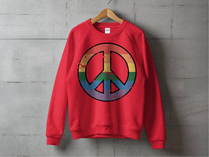 Vintage Rainbow Peace Symbol – Retro Inclusivity Design S / Red