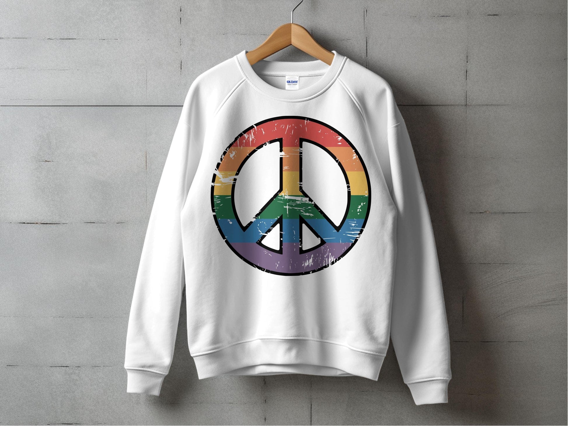 Vintage Rainbow Peace Symbol – Retro Inclusivity Design S / White