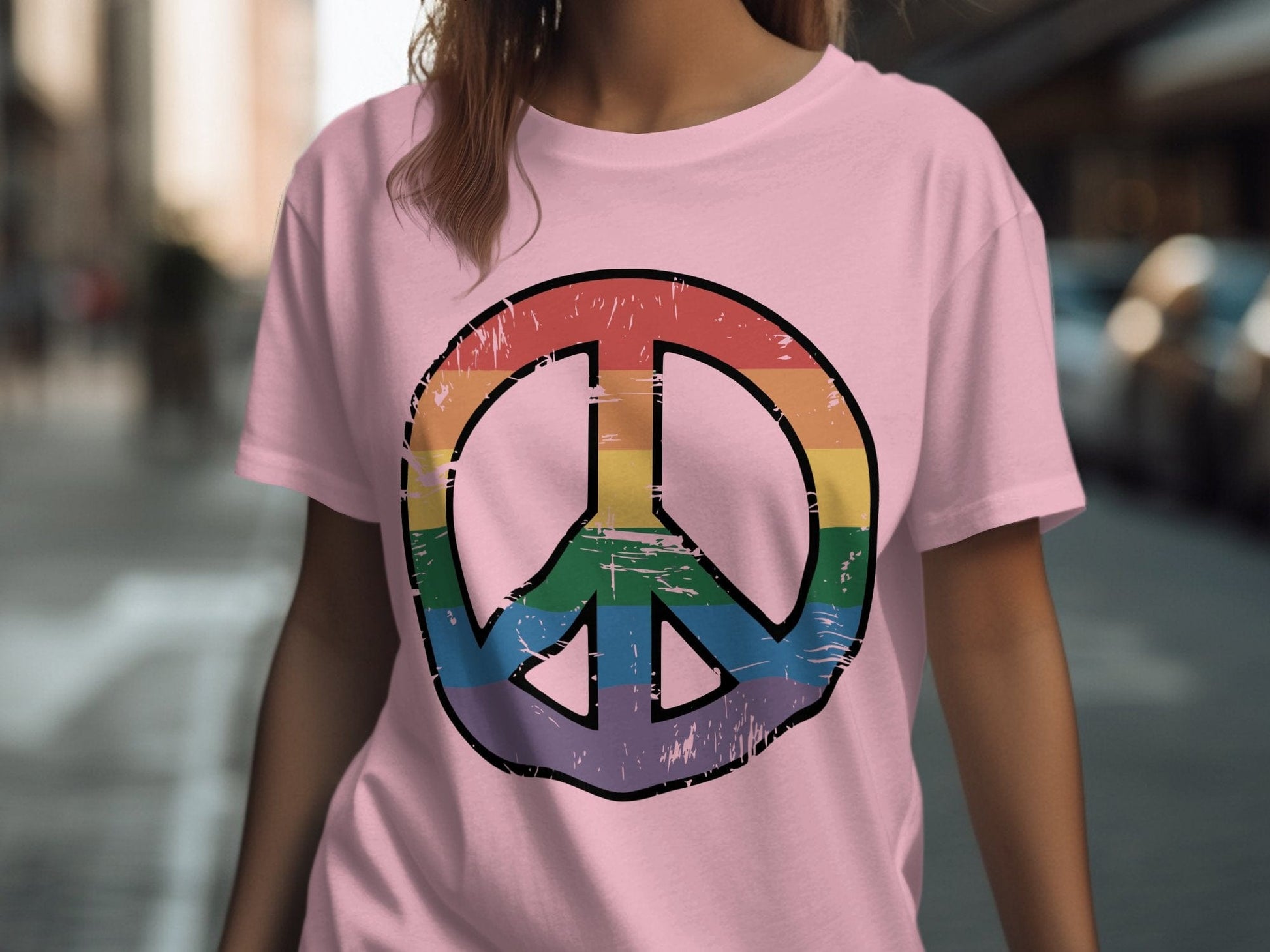Vintage Rainbow Peace Symbol Tee