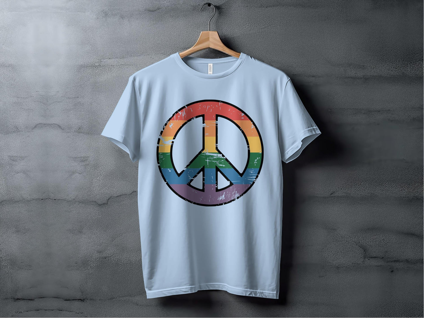 Vintage Rainbow Peace Symbol Tee XS / Baby Blue
