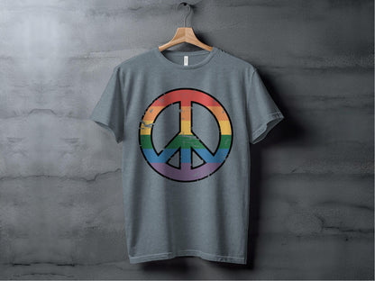 Vintage Rainbow Peace Symbol Tee XS / Heather Slate