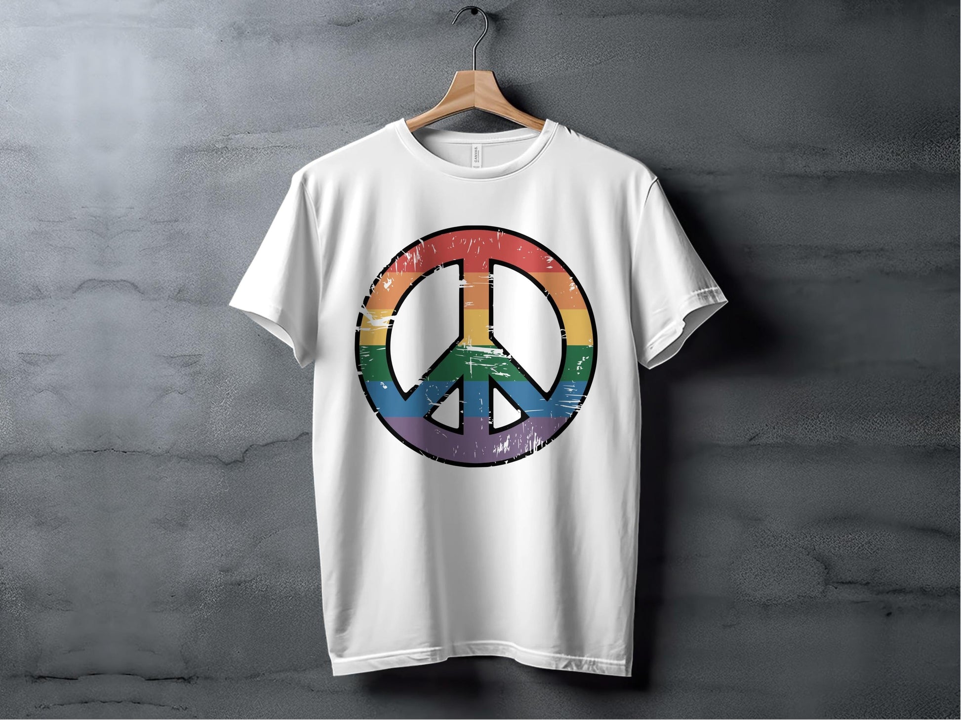 Vintage Rainbow Peace Symbol Tee XS / White